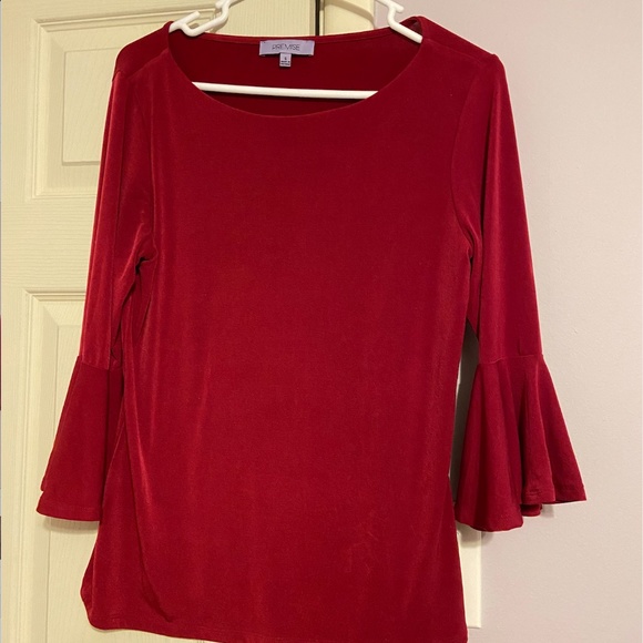 Women's Red/Magenta Shirt with Ruffle Sleeves smal - Picture 1 of 1
